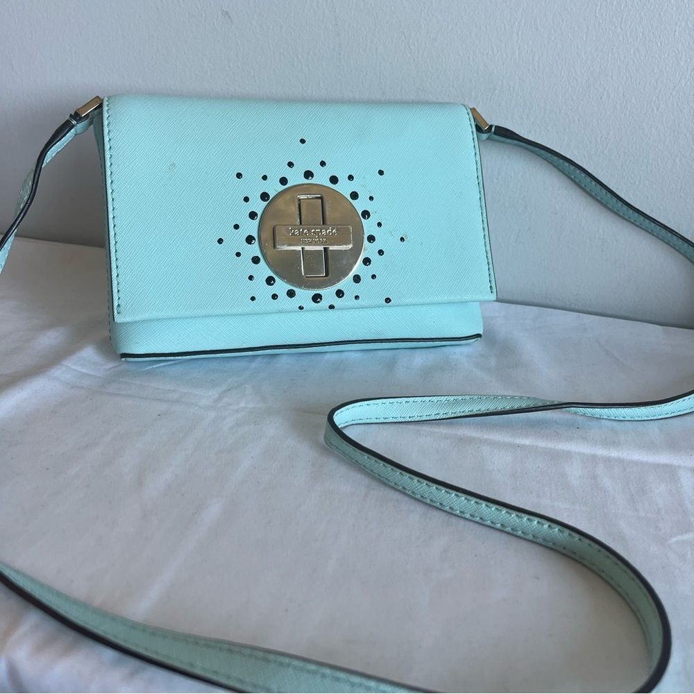 KATE SPADE Cyan Flap Crossbody Turnlock Shoulder Bag Knott Kitt Leila